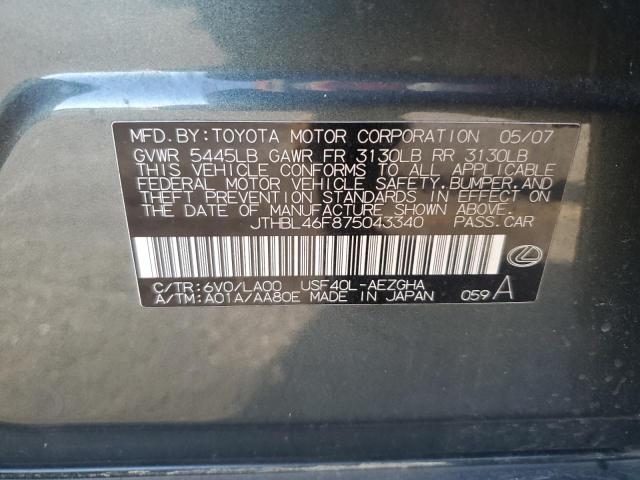 JTHBL46F875043340 - 2007 LEXUS LS 460 BLACK photo 13