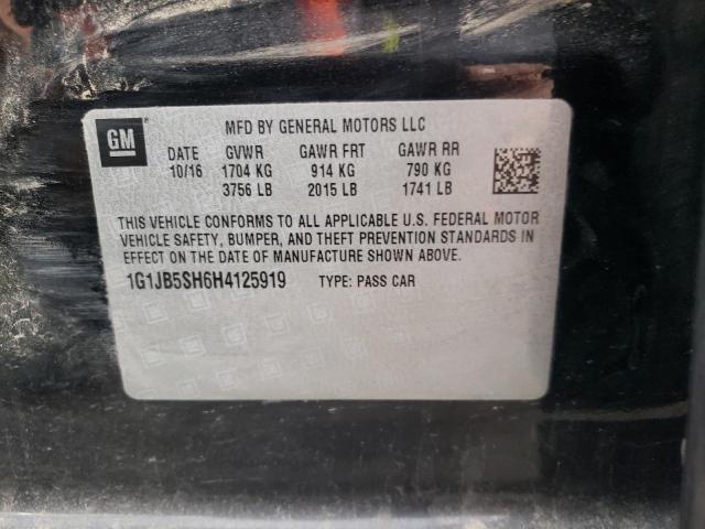 1G1JB5SH6H4125919 - 2017 CHEVROLET SONIC LS 黑色 照片 12