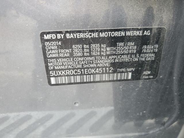 5UXKR0C51E0K45112 - 2014 BMW X5 XDRIVE35I GRAY photo 12