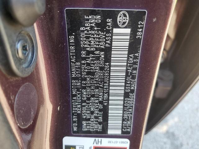 4T1BK1EB8JU285264 - 2018 TOYOTA AVALON XLE BURGUNDY photo 13