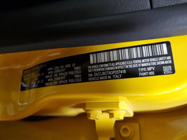 ZACCJBCT9GPD57418 - 2016 JEEP RENEGADE TRAILHAWK YELLOW photo 12