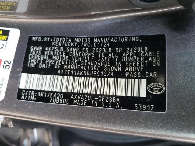 4T1T11AK9RU891374 - 2024 TOYOTA CAMRY SE NIGHT SHADE GRAY photo 12