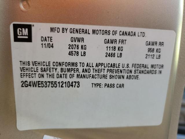 2G4WE537551210473 - 2005 BUICK LACROSSE CXS GOLD photo 12