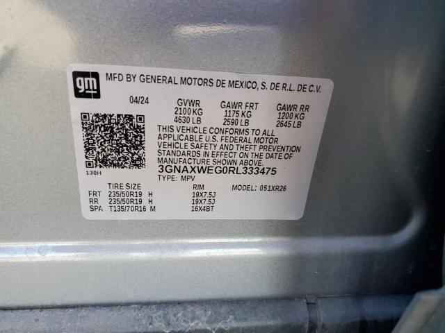 3GNAXWEG0RL333475 - 2024 CHEVROLET EQUINOX RS SILVER photo 14