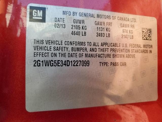 2G1WG5E34D1227099 - 2013 CHEVROLET IMPALA LT RED photo 12