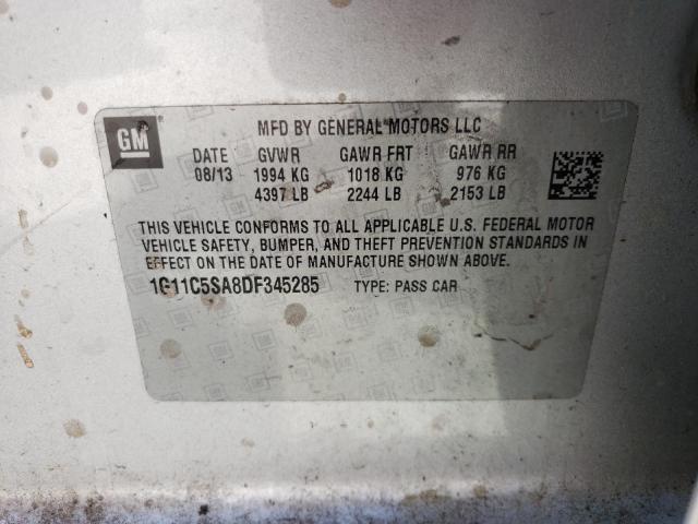 1G11C5SA8DF345285 - 2013 CHEVROLET MALIBU 1LT Сұр фото 12