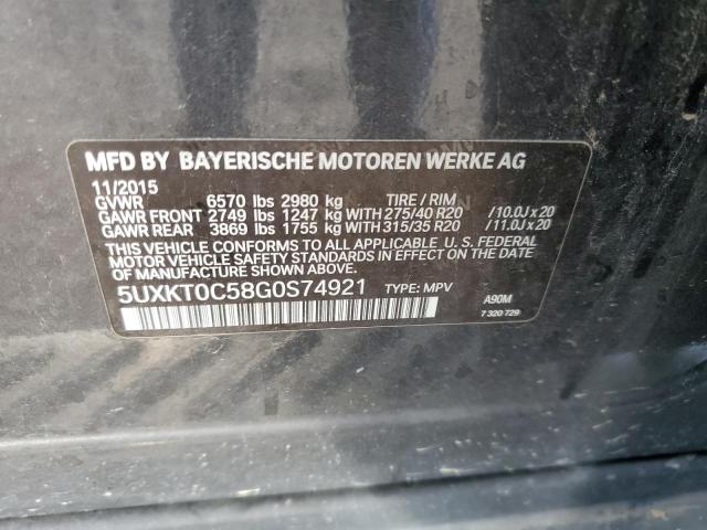 5UXKT0C58G0S74921 - 2016 BMW X5 XDR40E GRAY photo 13