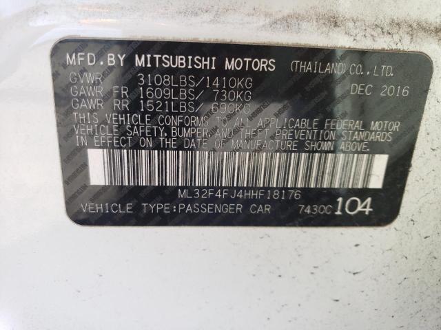 ML32F4FJ4HHF18176 - 2017 MITSUBISHI MIRAGE G4 SE WHITE photo 13