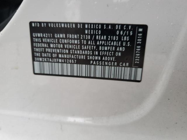 3VW2K7AJXFM412657 - 2015 VOLKSWAGEN JETTA BASE WHITE photo 13