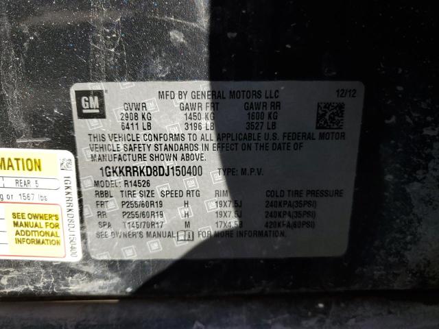 1GKKRRKD8DJ150400 - 2013 GMC ACADIA SLT-1 GRAY photo 13