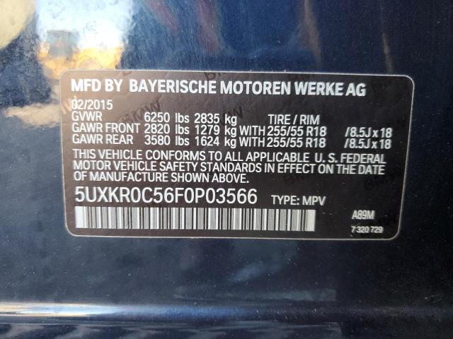 5UXKR0C56F0P03566 - 2015 BMW X5 XDRIVE35I BLUE photo 12