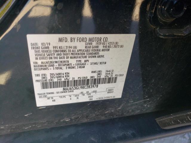MAJ6S3GL9KC283978 - 2019 FORD ECOSPORT SE BLACK photo 13