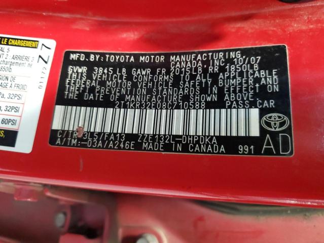 2T1KR32E08C710588 - 2008 TOYOTA MATRIX XR RED photo 12
