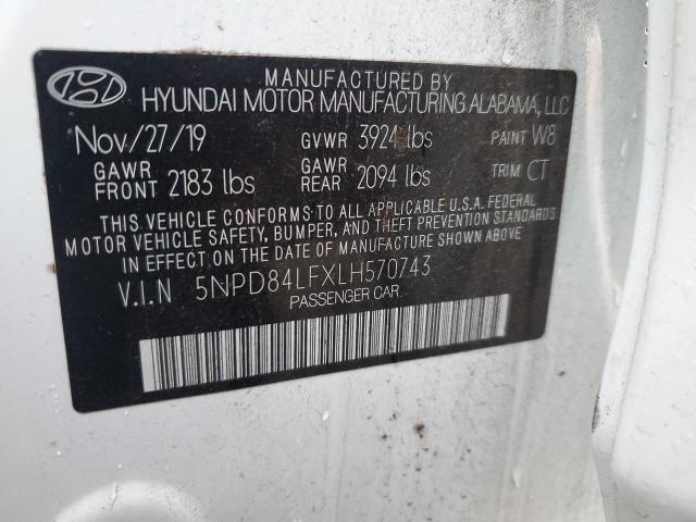 5NPD84LFXLH570743 - 2020 HYUNDAI ELANTRA SEL WHITE photo 12