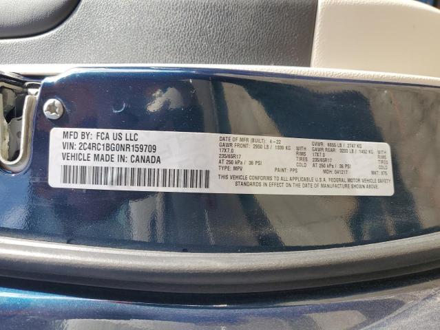 2C4RC1BG0NR159709 - 2022 CHRYSLER PACIFICA TOURING L BLUE photo 13