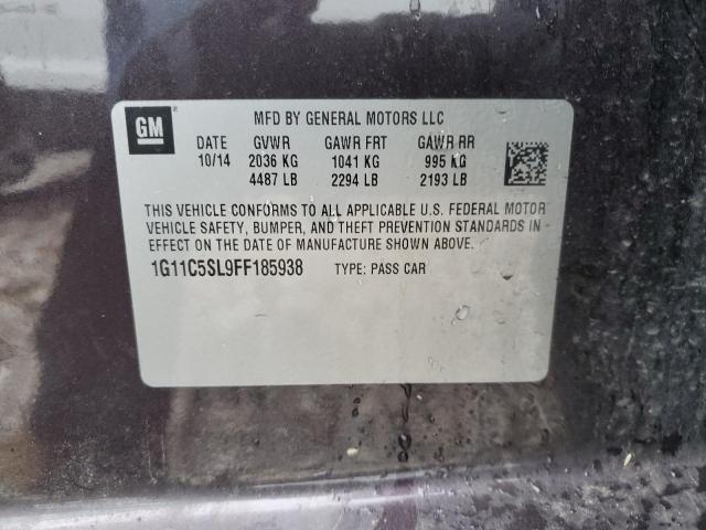 1G11C5SL9FF185938 - 2015 CHEVROLET MALIBU 1LT CHARCOAL photo 12