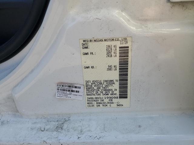 1N4BL4BV3LC199098 - 2020 NISSAN ALTIMA S WHITE photo 13