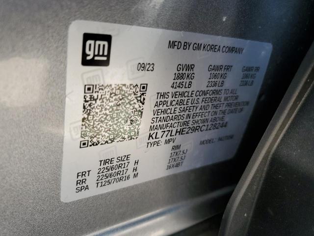 KL77LHE29RC128244 - 2024 CHEVROLET TRAX 1LT SILVER photo 12