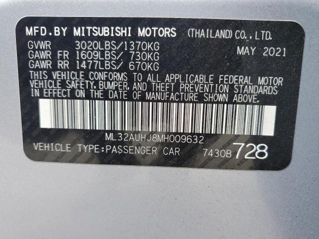 ML32AUHJ8MH009632 - 2021 MITSUBISHI MIRAGE ES SILVER photo 12