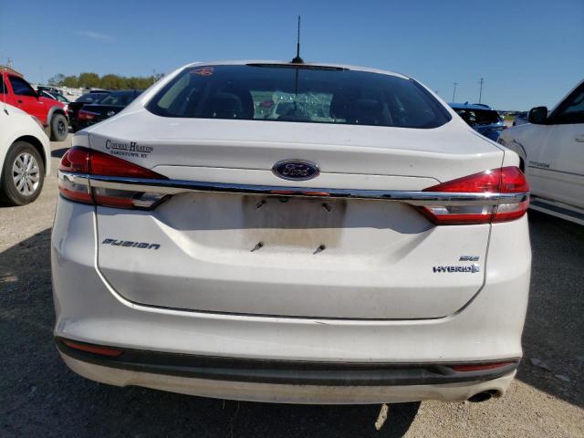 3FA6P0LU7JR155883 - 2018 FORD FUSION SE HYBRID WHITE photo 6