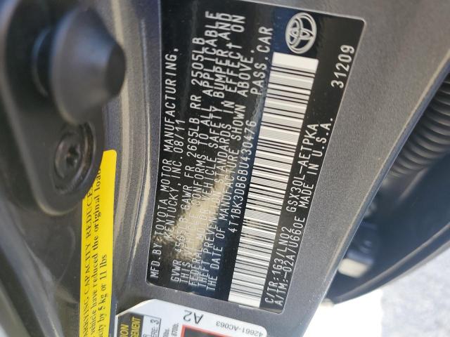 4T1BK3DB6BU430476 - 2011 TOYOTA AVALON BASE 石墨色 照片 12
