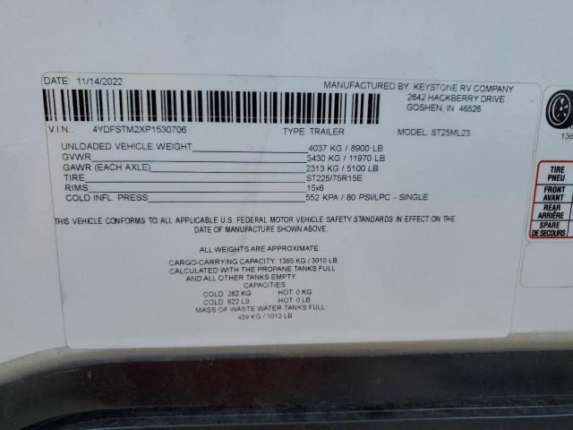 4YDFSTM2XP1530706 - 2023 KEYSTONE SPRINTER WHITE photo 10