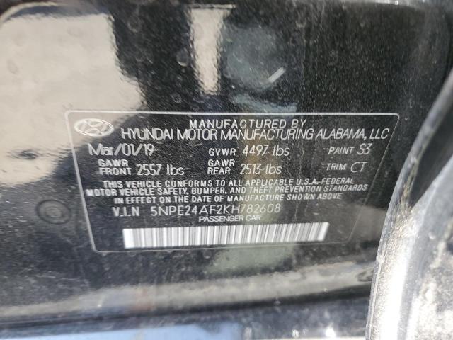 5NPE24AF2KH782608 - 2019 HYUNDAI SONATA SE BLACK photo 12