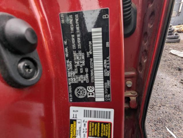5TDGZRBH5LS522748 - 2020 TOYOTA HIGHLANDER XLE RED photo 12