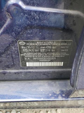 5NPEB4AC6CH502826 - 2012 HYUNDAI SONATA GLS BLUE photo 12