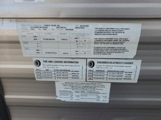 4X4TSMZ21M7423955 - 2021 SALM FOREST RIV GRAY photo 10