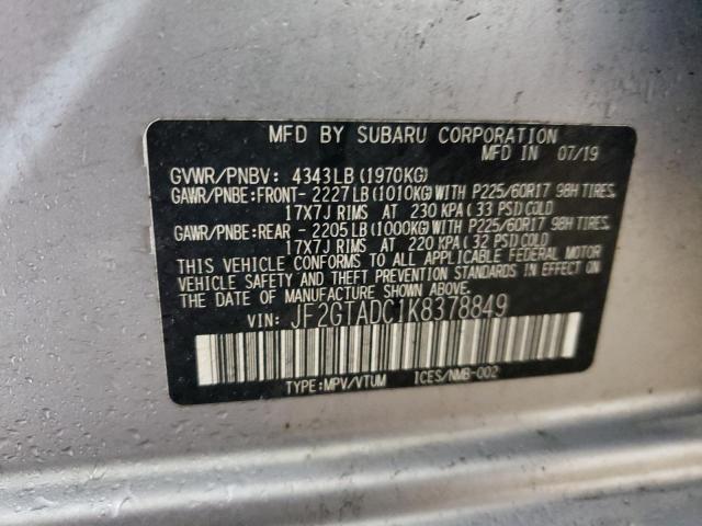 JF2GTADC1K8378849 - 2019 SUBARU CROSSTREK PREMIUM 银色 照片 13