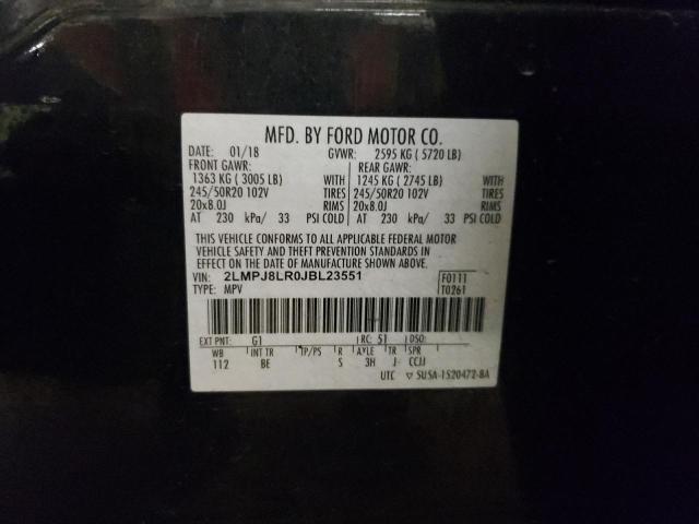 2LMPJ8LR0JBL23551 - 2018 LINCOLN MKX RESERVE أسود صورة 13