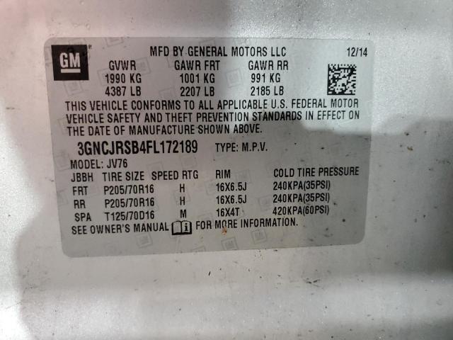 3GNCJRSB4FL172189 - 2015 CHEVROLET TRAX 1LT SILVER photo 13