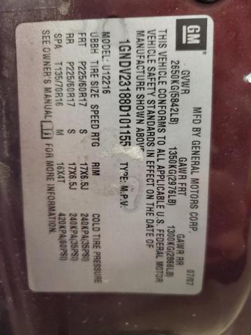 1GNDV23188D101155 - 2008 CHEVROLET UPLANDER LS BURGUNDY photo 13