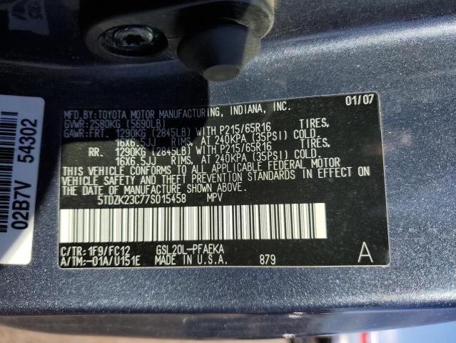 5TDZK23C77S015458 - 2007 TOYOTA SIENNA CE GRAY photo 13