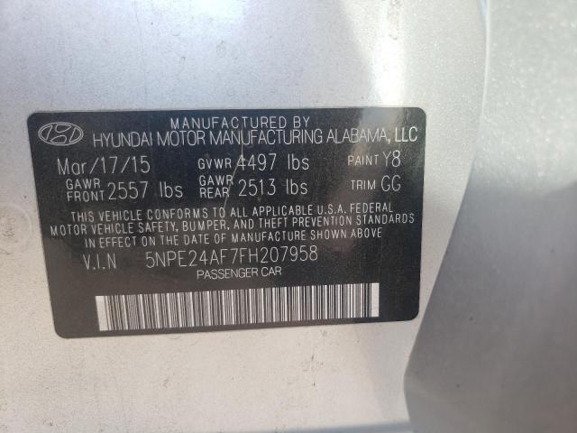 5NPE24AF7FH207958 - 2015 HYUNDAI SONATA SE SILVER photo 12