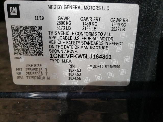 1GNEVFKW5LJ164801 - 2020 CHEVROLET TRAVERSE LS BLACK photo 12