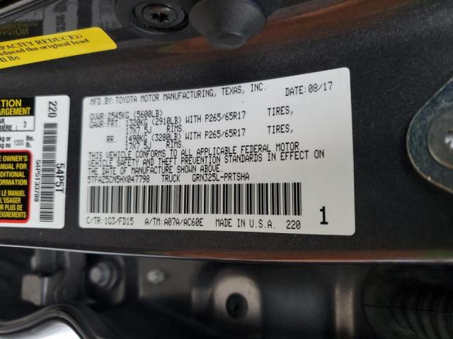 5TFAZ5CN5HX047798 - 2017 TOYOTA TACOMA DOUBLE CAB 灰色 照片 12