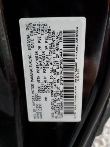 5TBRT3419YS025449 - 2000 TOYOTA TUNDRA ACCESS CAB შავი ფოტო 12