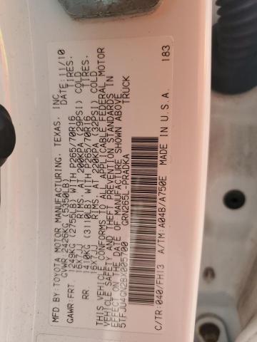 5TFJU4GN2BX005700 - 2011 TOYOTA TACOMA DOUBLE CAB PRERUNNER WHITE photo 13