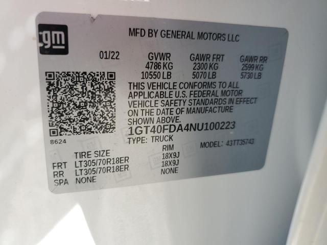 1GT40FDA4NU100223 - 2022 GMC HUMMER PIC EDITION 1 WHITE photo 12