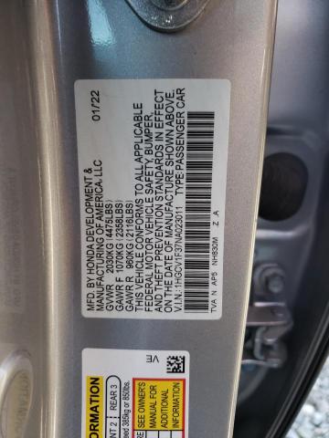 1HGCV1F37NA023011 - 2022 HONDA ACCORD SPORT SILVER photo 12