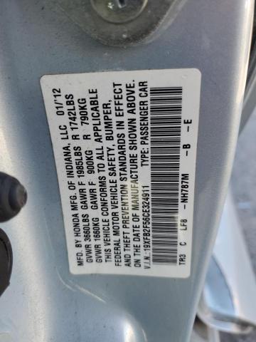 19XFB2F56CE324911 - 2012 HONDA CIVIC LX SILVER photo 12