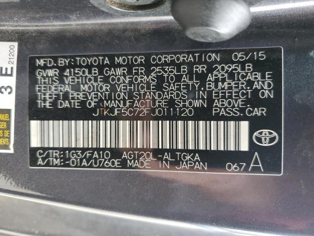 JTKJF5C72FJ011120 - 2015 TOYOTA SCION TC ნაცრისფერი ფოტო 13