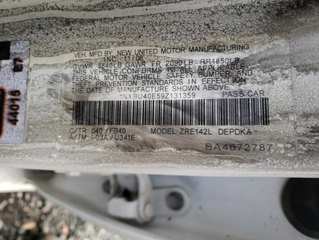 1NXBU40E59Z131359 - 2009 TOYOTA COROLLA LE BASE WHITE photo 12