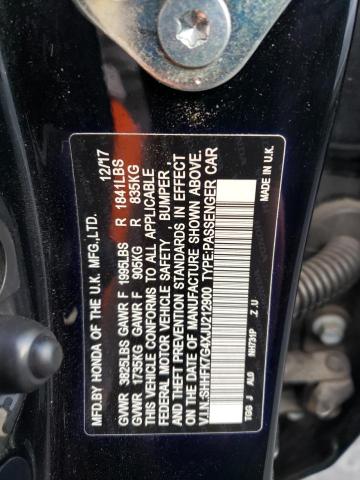 SHHFK7G4XJU212900 - 2018 HONDA CIVIC SPORT BLACK photo 12