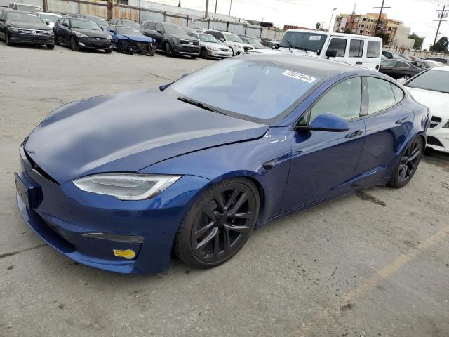 5YJSA1E6XMF449668 - 2021 TESLA MODEL S BLUE photo 1