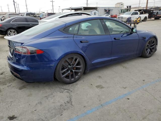 5YJSA1E6XMF449668 - 2021 TESLA MODEL S BLUE photo 3