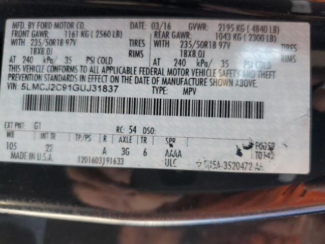 5LMCJ2C91GUJ31837 - 2016 LINCOLN MKC SELECT 黑色 照片 13