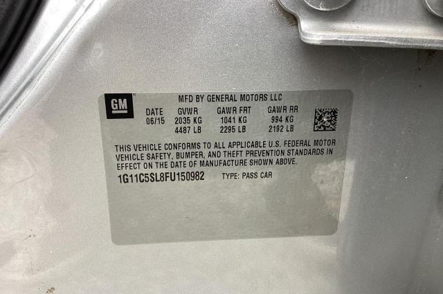 1G11C5SL8FU150982 - 2015 CHEVROLET MALIBU 1LT SILVER photo 10